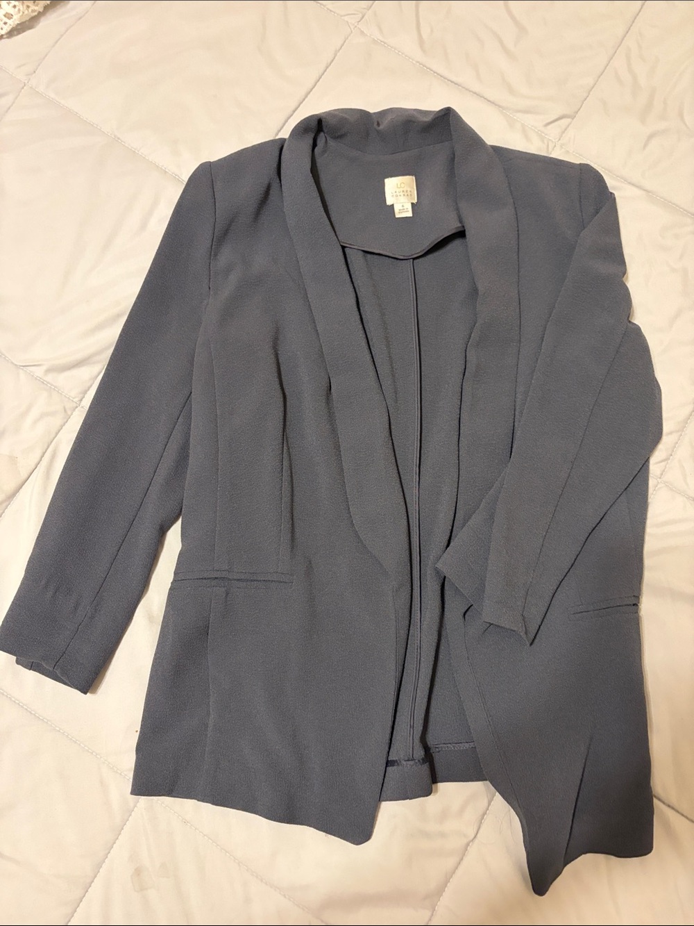 LC Lauren Conrad Dark Slate Gray Open-Front Blazer